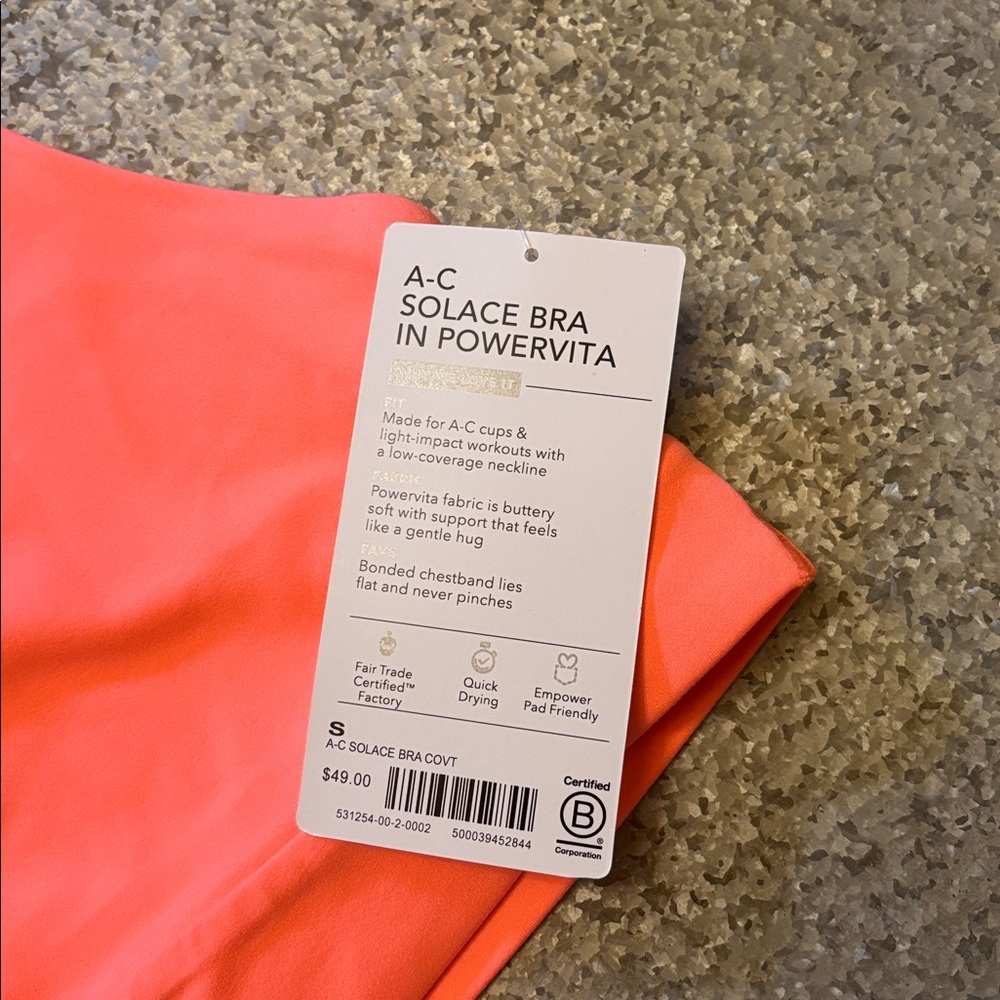 NWT Athleta Women’s Size A-C Peach Solace Sports Bra MSRP $49 - Picture 2 of 5